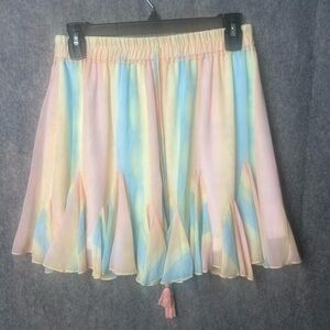 Dee Dee Woman’s Small Pastel Rainbow flowy Mini Skirt